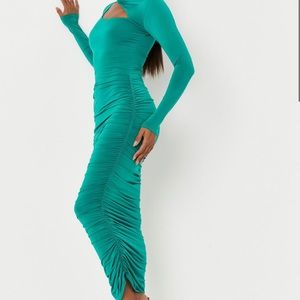 Black Slinky Neck Cut Out Midaxi Dress